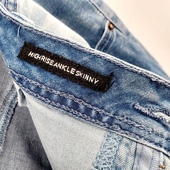 rue21 Blue Two Tone High-Rise Frayed Ankle Skinny Denim Jeans Women's Plus Sz 20 - Picture 7 of 7